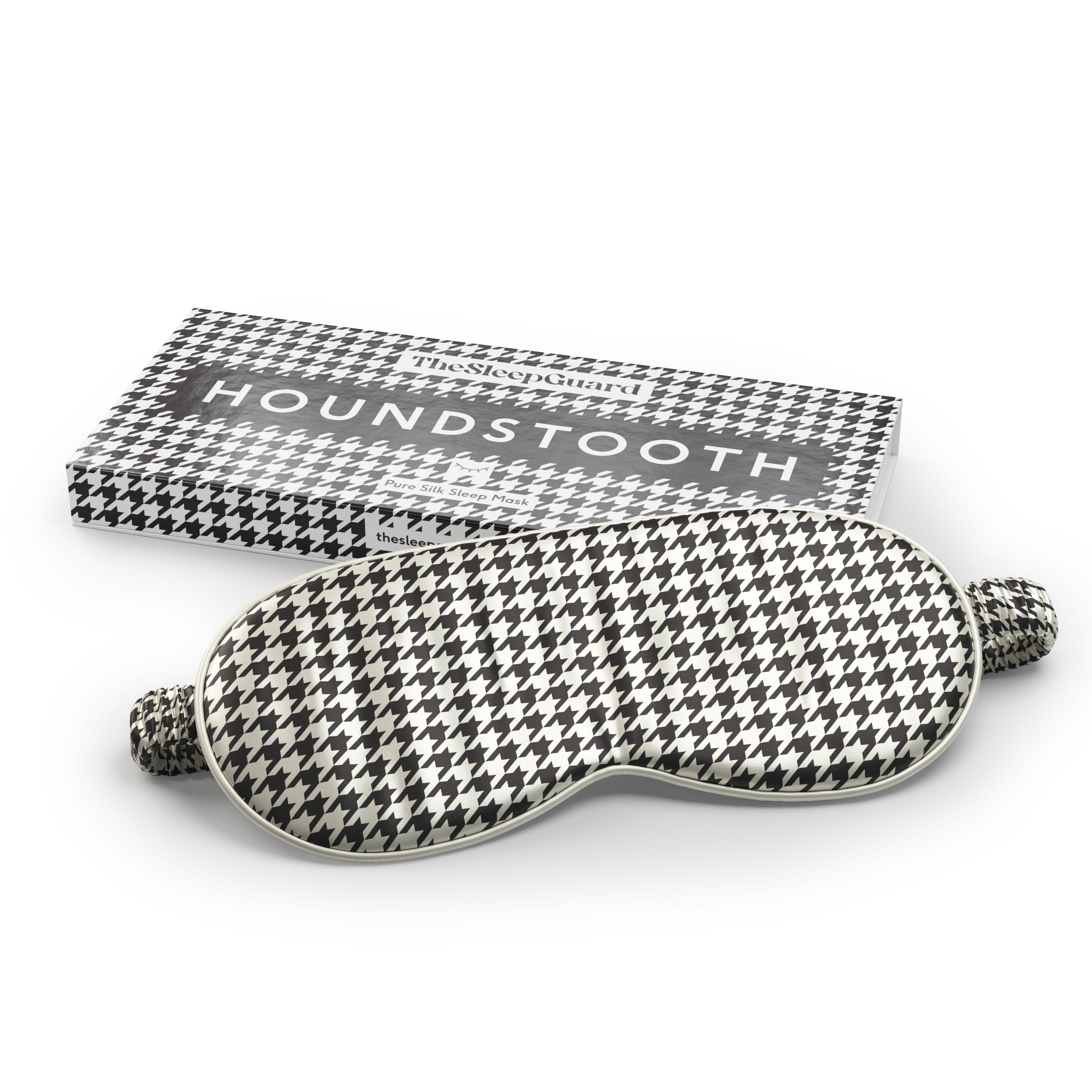 Pure Silk Sleep Mask [100% 6A Mulberry Silk, 22 Momme] - Houndstooth Pattern